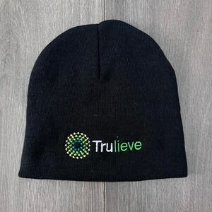 Trulieve Black Knit Beanie Hat Embroidered Logo Dispensary Promo Skull Cap